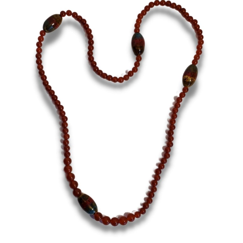 Carnelian & Ceramic Necklace